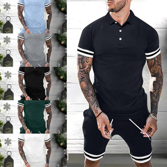 Ensemble Homme Été 2 Pièces – Polo & Short, Style Chic et Décontracté