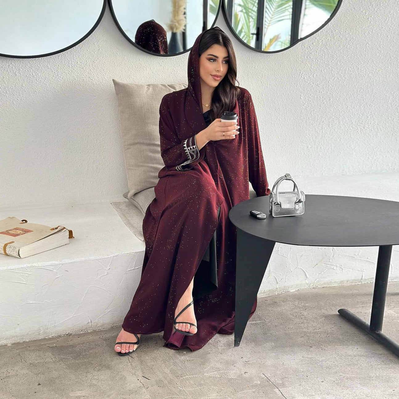 Robe abaya fluide manches longues